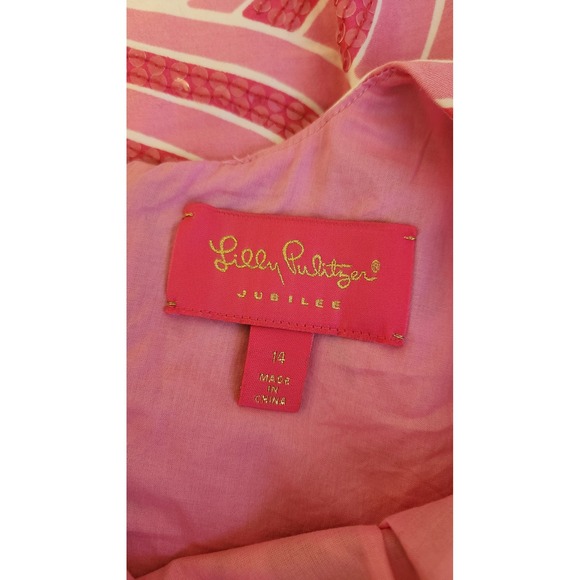 Lilly Pulitzer Jubilee Pink Floral Shift Dress Size 14 50th Anniversary - Picture 5 of 10